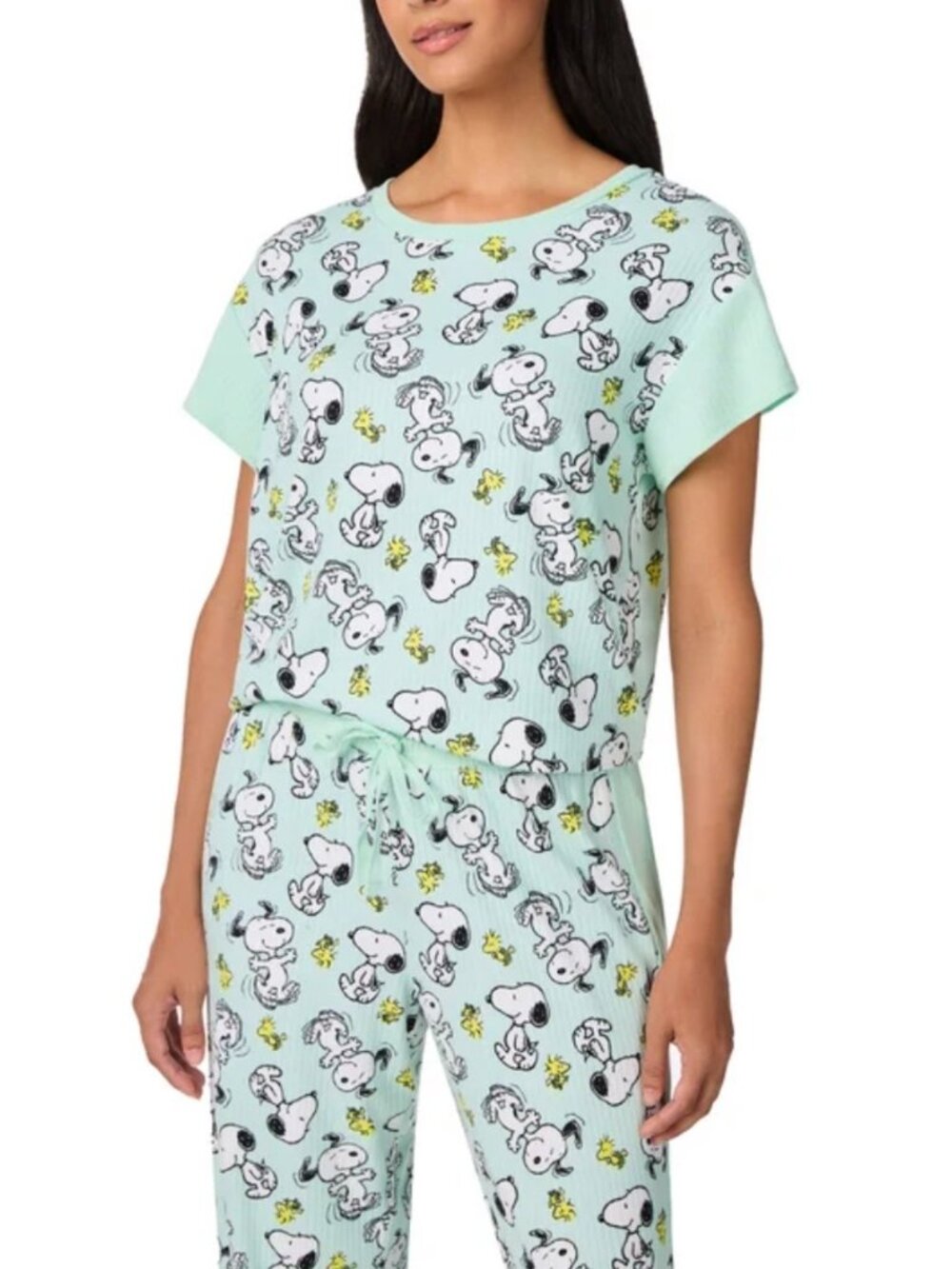 Licensed Snoopy- Peanuts Women's Pajama Set, 2-piece Green - Picture 4 of 4